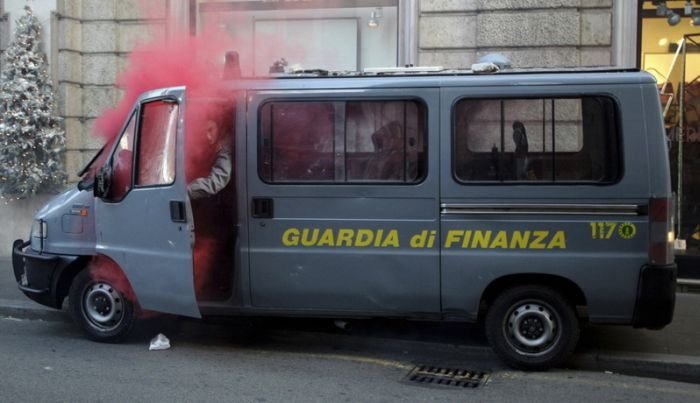 Protesters clashes against Silvio Berlusconi, Rome, Italy