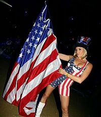 People & Humanity: girl with the american flag