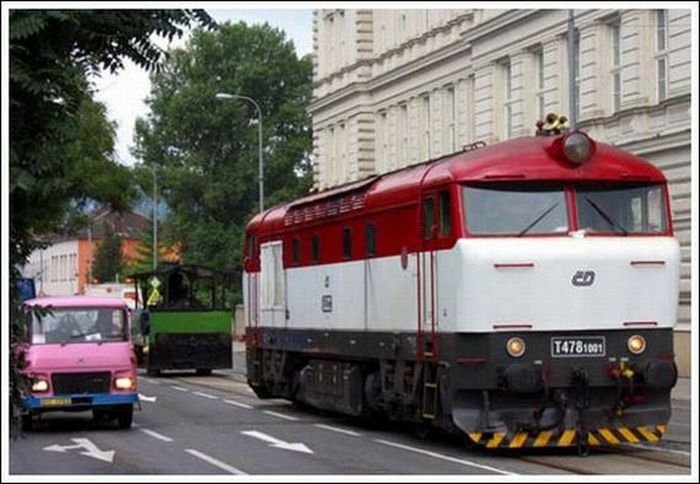 Train in the city, Brno, Czech Republic