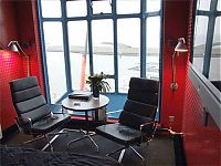 World & Travel: Industrial dockside crane hotel, Harlingen, Friesland, Netherlands, Wadden Sea
