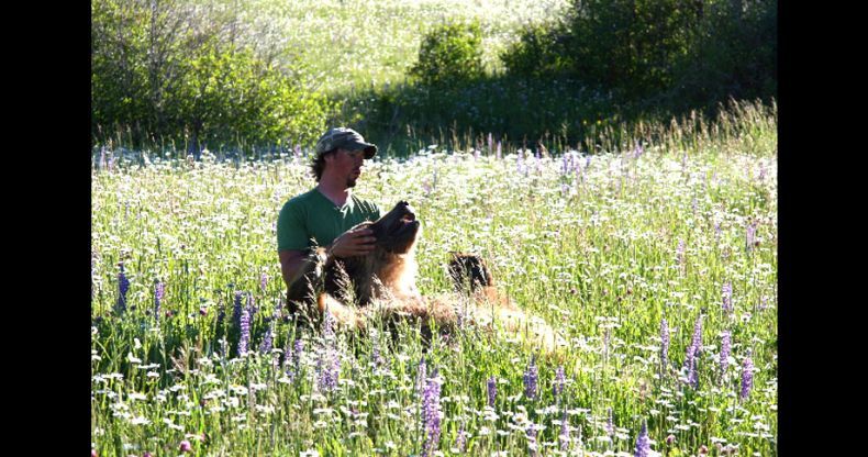 Biologist Casey Anderson, and his bear Butusov