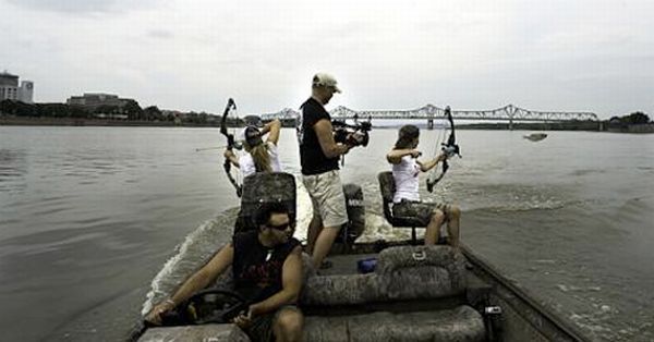 Asian Carp attacks while fishing from the boat