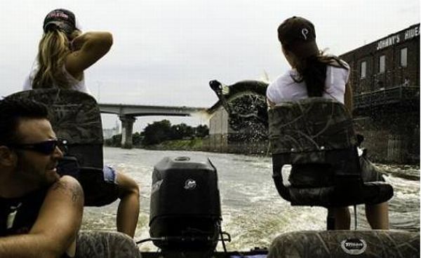 Asian Carp attacks while fishing from the boat