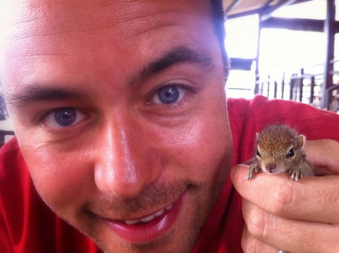 Abandoned baby squirrel rescued by Paul Williams