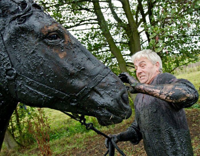 Horse saved from a deadly muddy pond, Radcliffe, Greater Manchester, United Kingdom