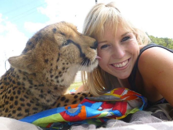 girl with a cheetah