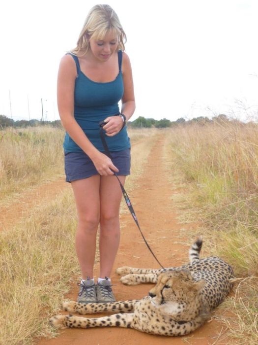 girl with a cheetah