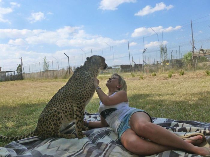 girl with a cheetah