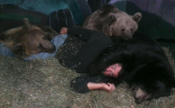 man living with orphaned bears