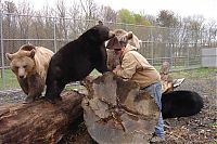 man living with orphaned bears