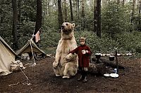 pet bear with a family