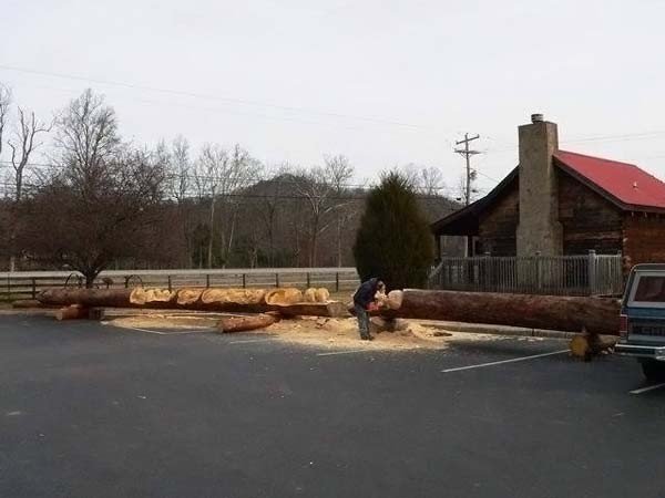 Wood sculptures made by chainsaw