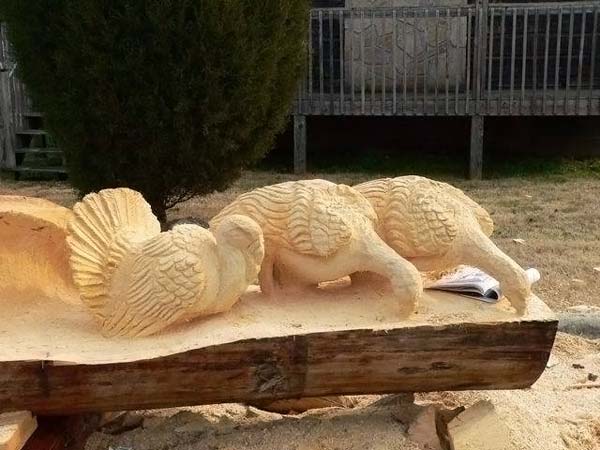 Wood sculptures made by chainsaw