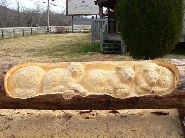 Wood sculptures made by chainsaw