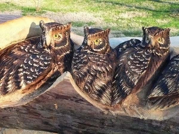 Wood sculptures made by chainsaw