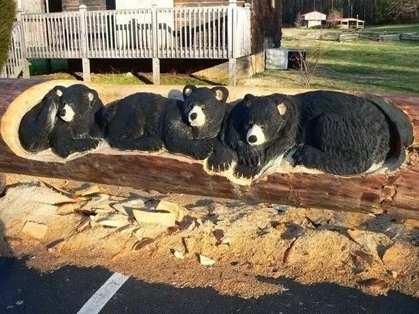 Wood sculptures made by chainsaw