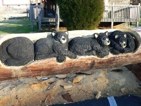 Wood sculptures made by chainsaw
