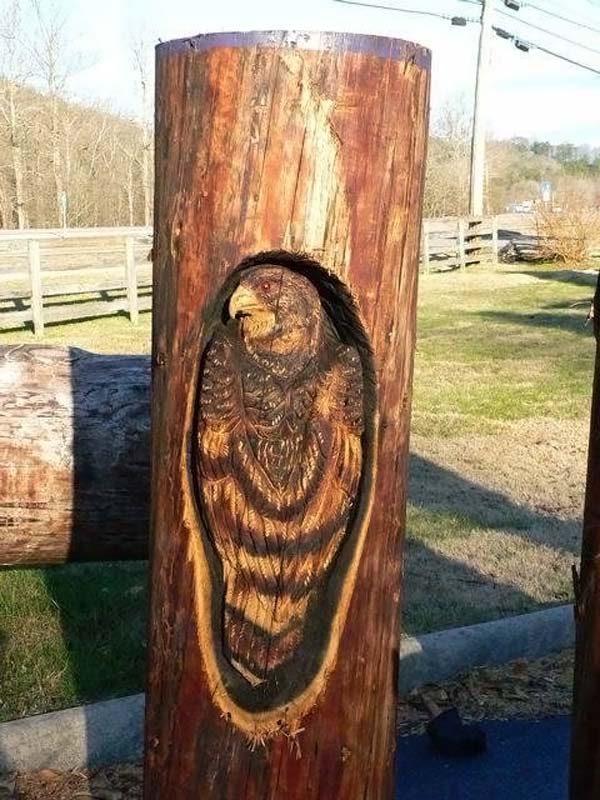 Wood sculptures made by chainsaw