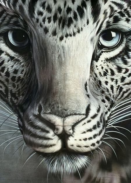 Body art girl with a leopard painting by Craig Tracy