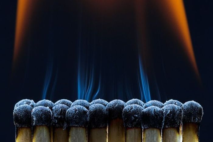 As fire is born