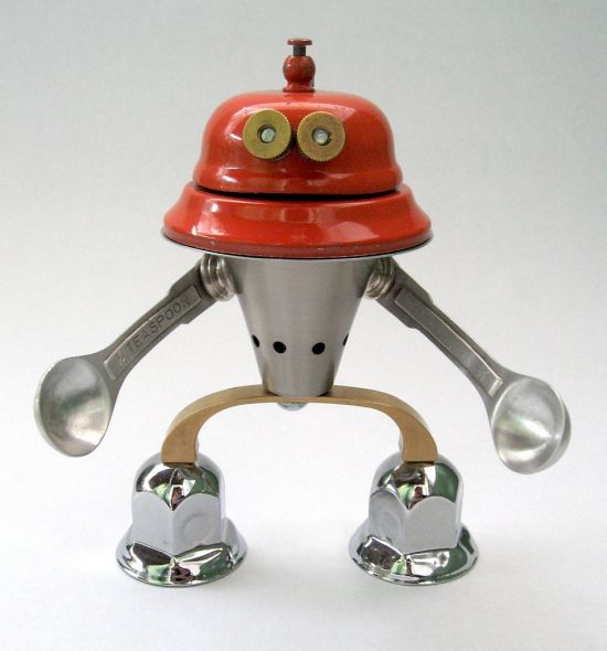 Robot orphan sculptures by Brian Marshall