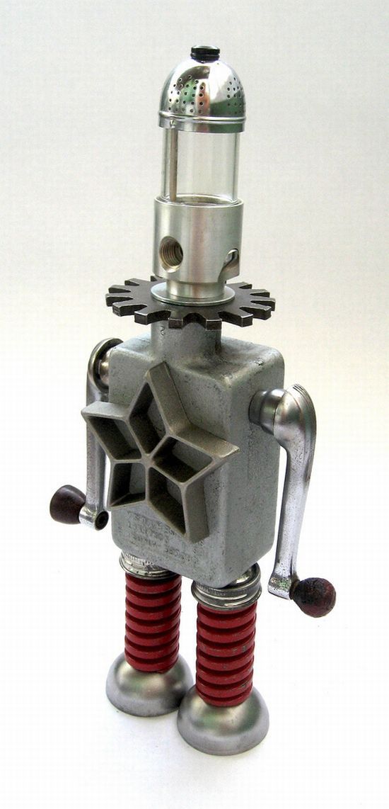 Robot orphan sculptures by Brian Marshall