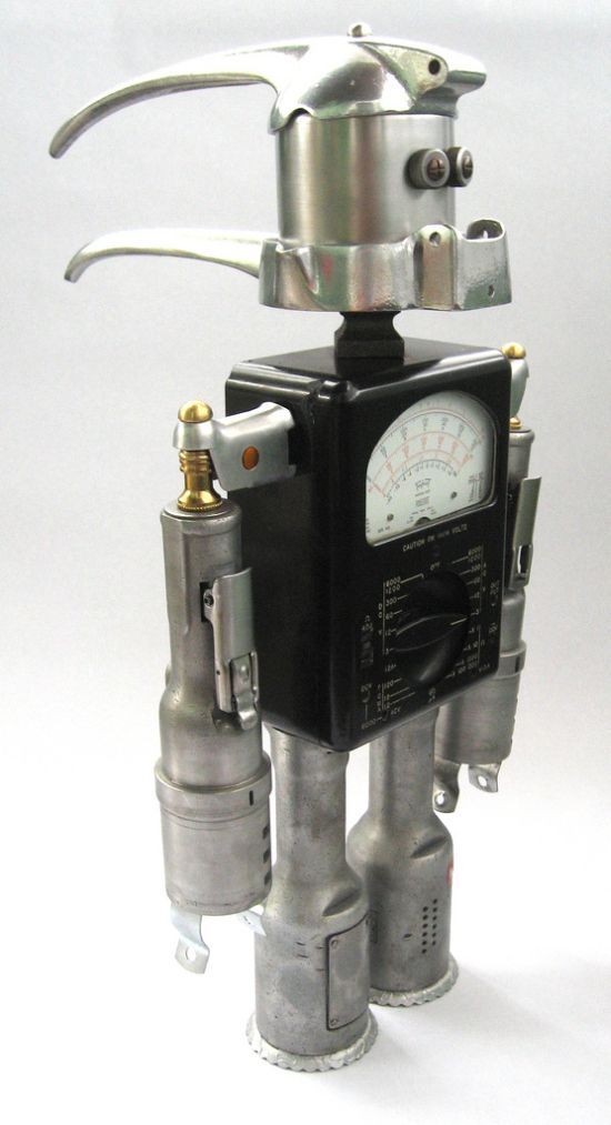 Robot orphan sculptures by Brian Marshall