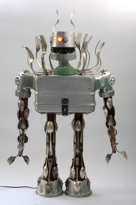 Robot orphan sculptures by Brian Marshall