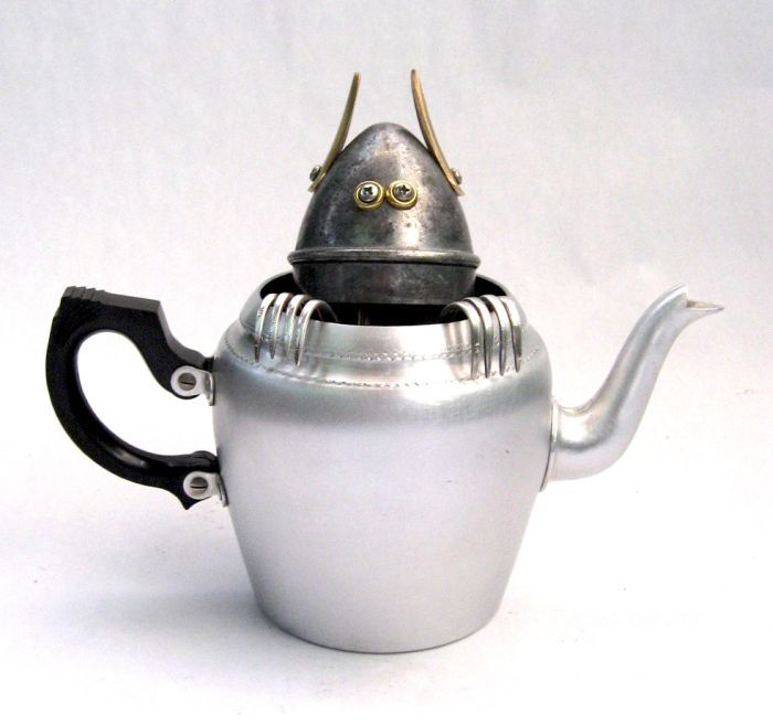 Robot orphan sculptures by Brian Marshall