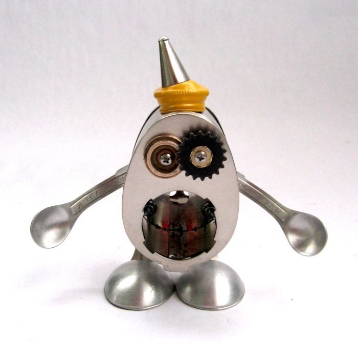 Robot orphan sculptures by Brian Marshall