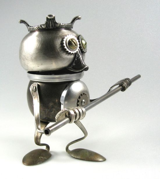 Robot orphan sculptures by Brian Marshall