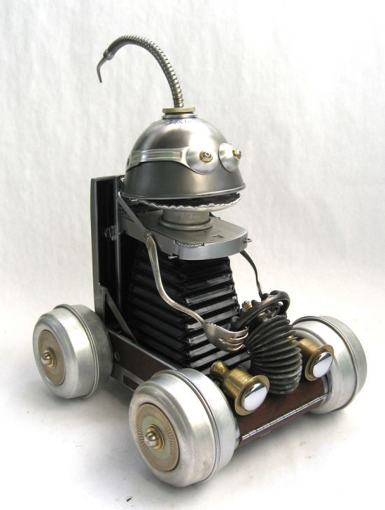 Robot orphan sculptures by Brian Marshall