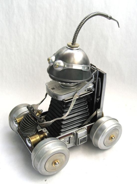 Robot orphan sculptures by Brian Marshall