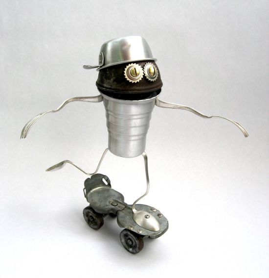 Robot orphan sculptures by Brian Marshall