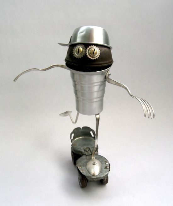 Robot orphan sculptures by Brian Marshall