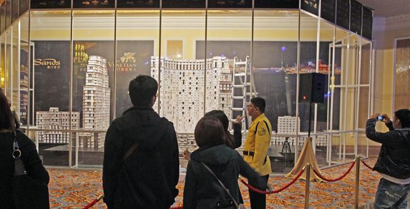 House of cards record, model of the Venetian Casino in Macau, China, by Bryan Berg