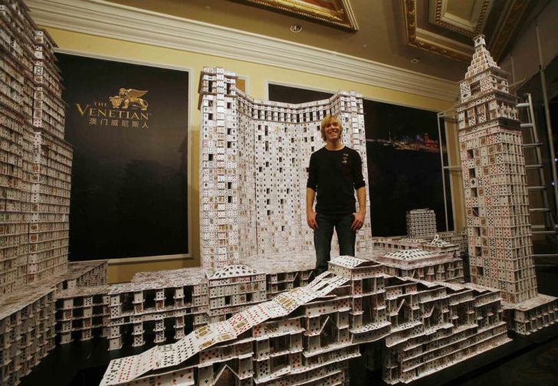 House of cards record, model of the Venetian Casino in Macau, China, by Bryan Berg