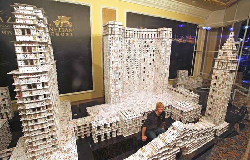 House of cards record, model of the Venetian Casino in Macau, China, by Bryan Berg