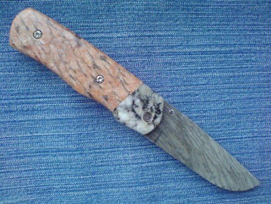 folding knife from stone