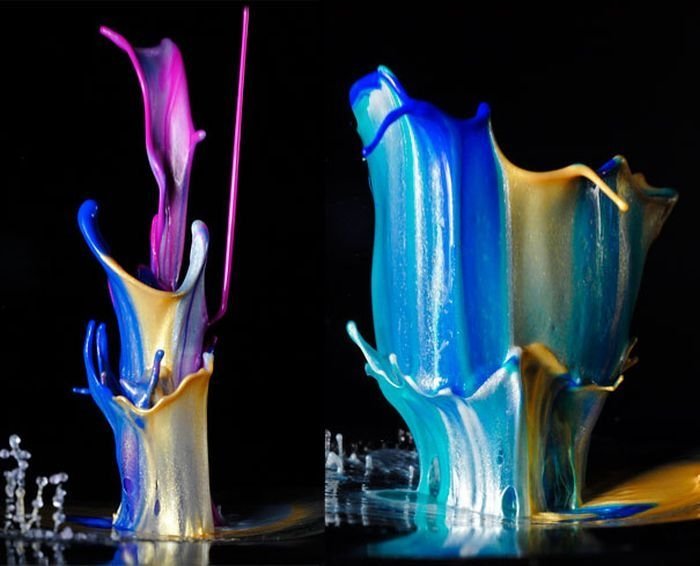 colorful high-speed water figures