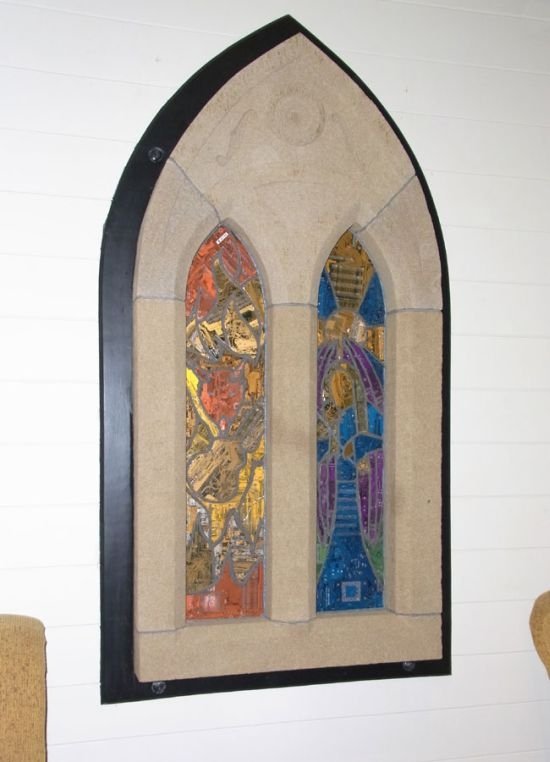 motherboard stained glass window