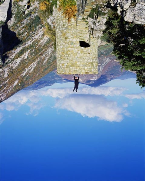 An upside down world by Philippe Ramette