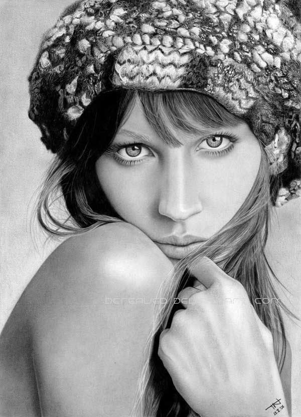 pencil drawing female portrait