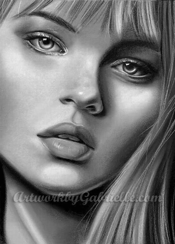 pencil drawing female portrait