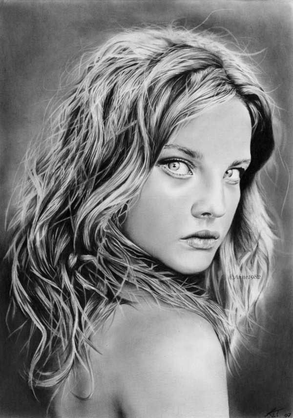 pencil drawing female portrait