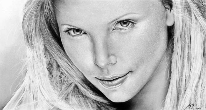 pencil drawing female portrait