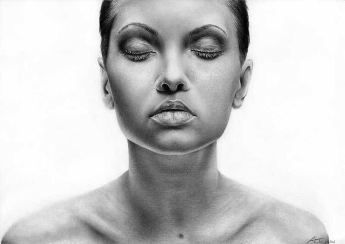 pencil drawing female portrait