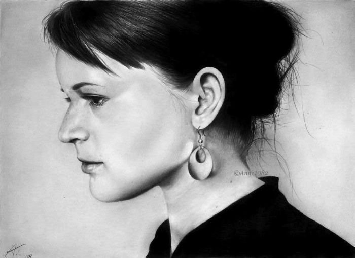 pencil drawing female portrait