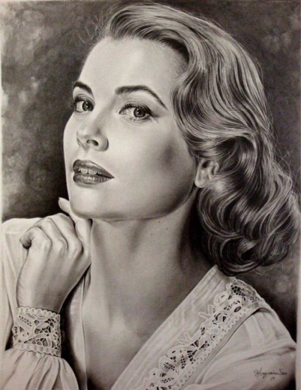 pencil drawing female portrait