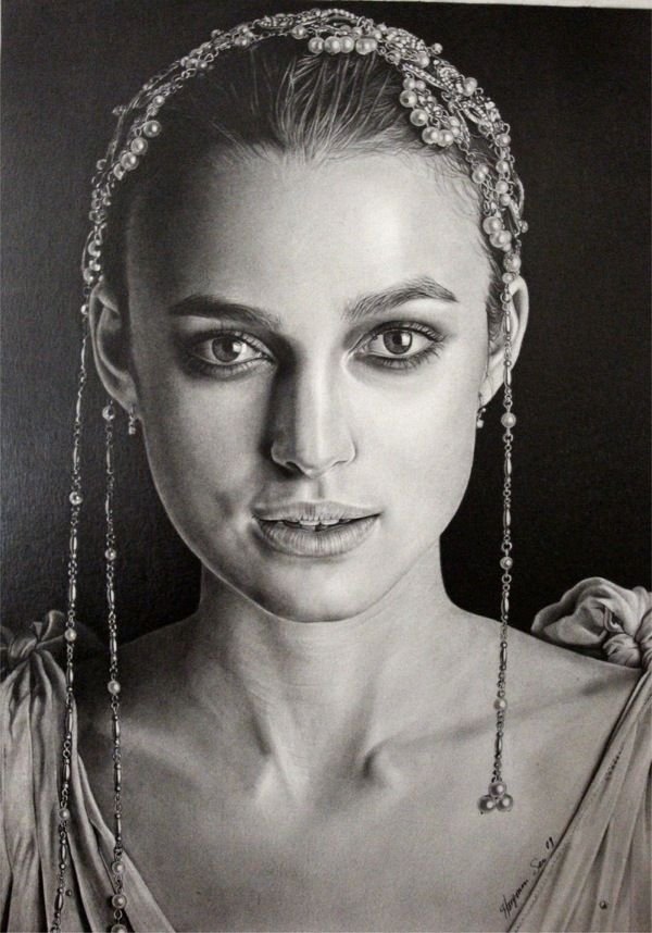 pencil drawing female portrait